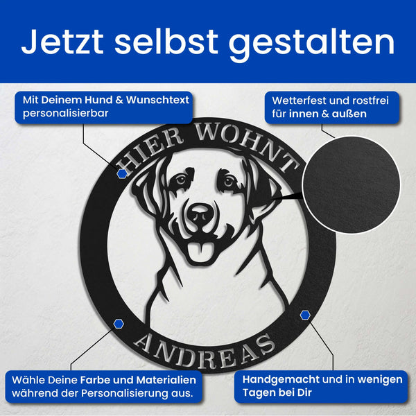 Hund im Kreis - Hunde Schild