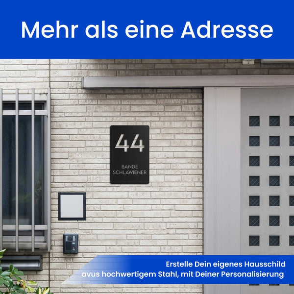 Modernes Nummer- und Namensschild (Hochkant) - Hausnummer