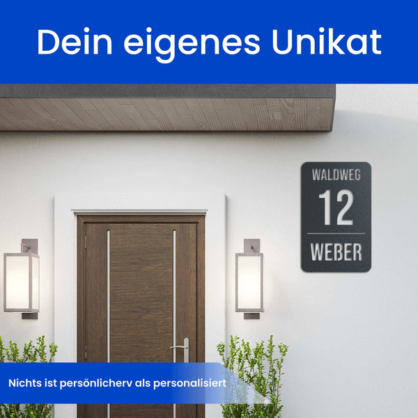 3 Zeiliges Schild (Hochkant) - Hausnummer