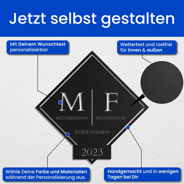 Doppel Monogramm im Schild - Monogramm
