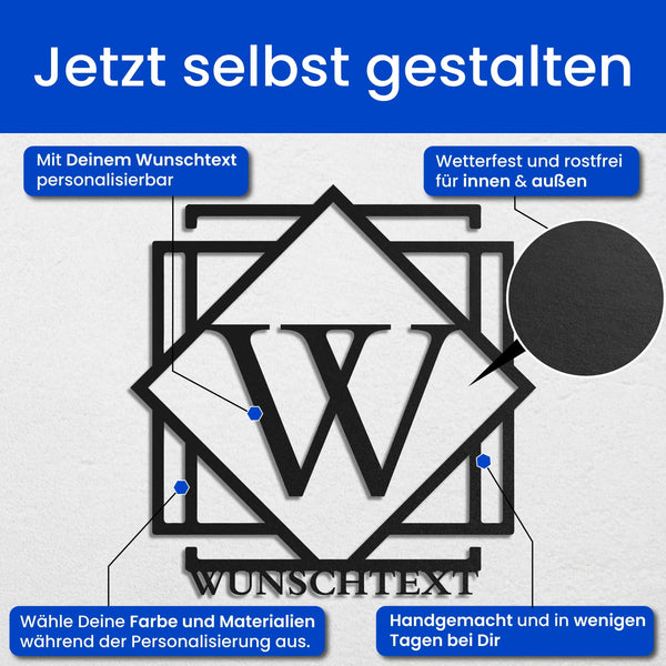 Monogramm im filigranen Schild - Monogramm