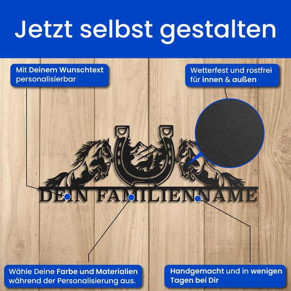 Familienname mit Pferden - Pferde Schild