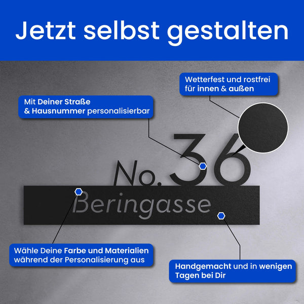 Moderne Nummer auf Straße - Straßenschild