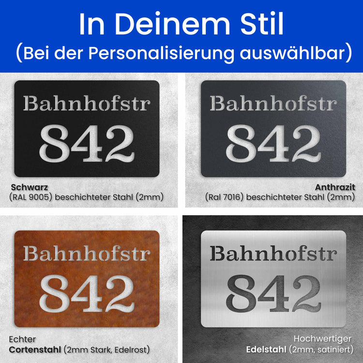 Straße und Nummer -  Hausnummer