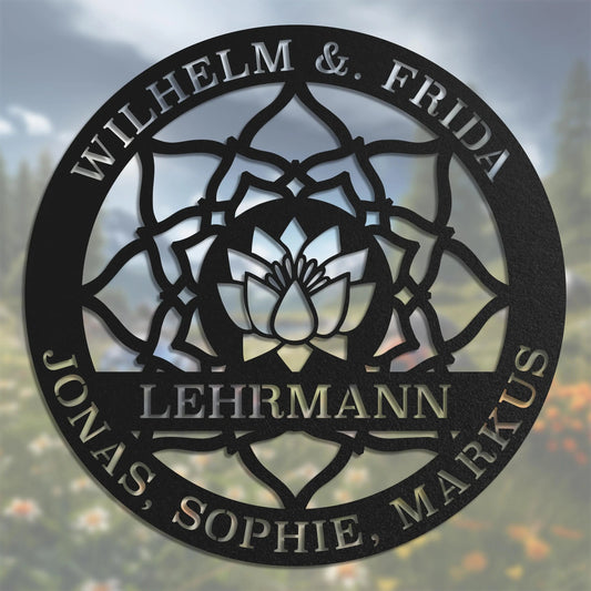 Familienschild Lotus Blüte -  Sport- & Freizeitschild