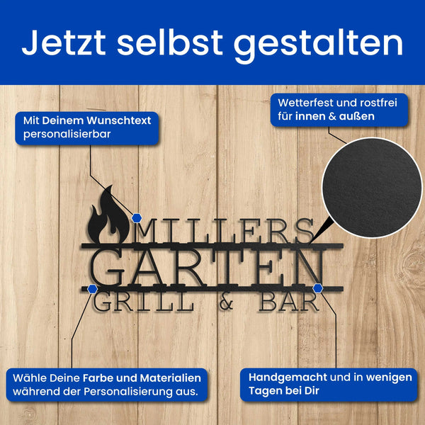 Modernes Garten und Grillschild -  Grillschild
