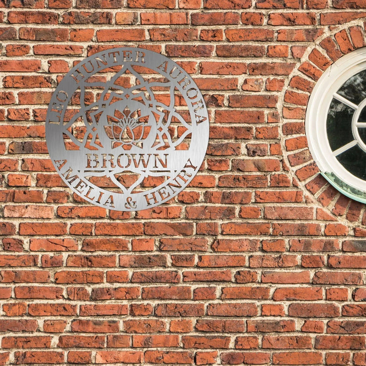 Steelmonks-Metallschild,Familienschild Lotus Blüte. Motivschild Wanddekoration erhältlich in verschiednen Größen und Farben.